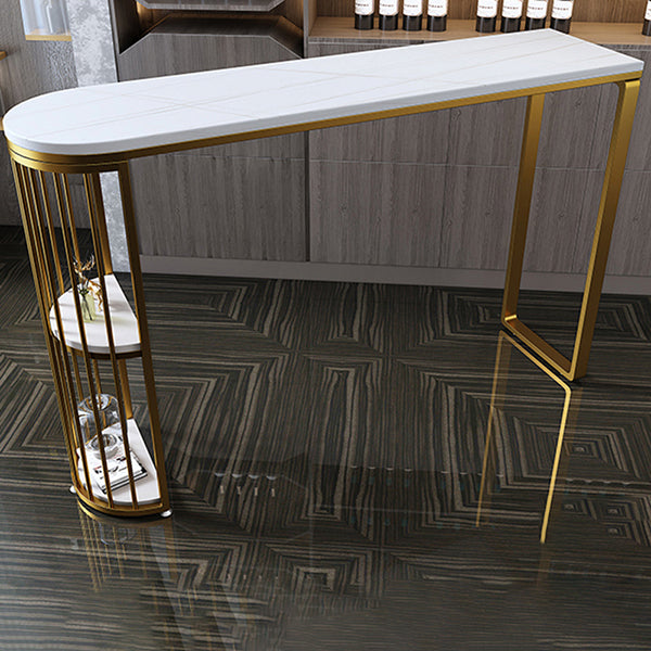 Stone Top Irregular Bar Table Traditional Luxury Bistro Table with Double Pedestal