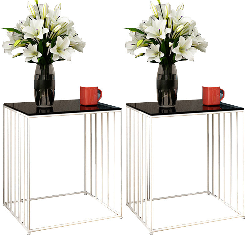 Modern Open Storage Nightstand Metal Night Table with Shelves