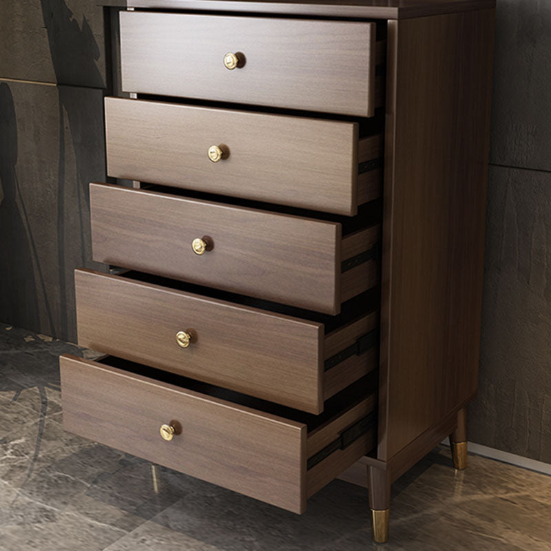 Glam Vertical Storage Chest Bedroom Wooden Chest with Drawers