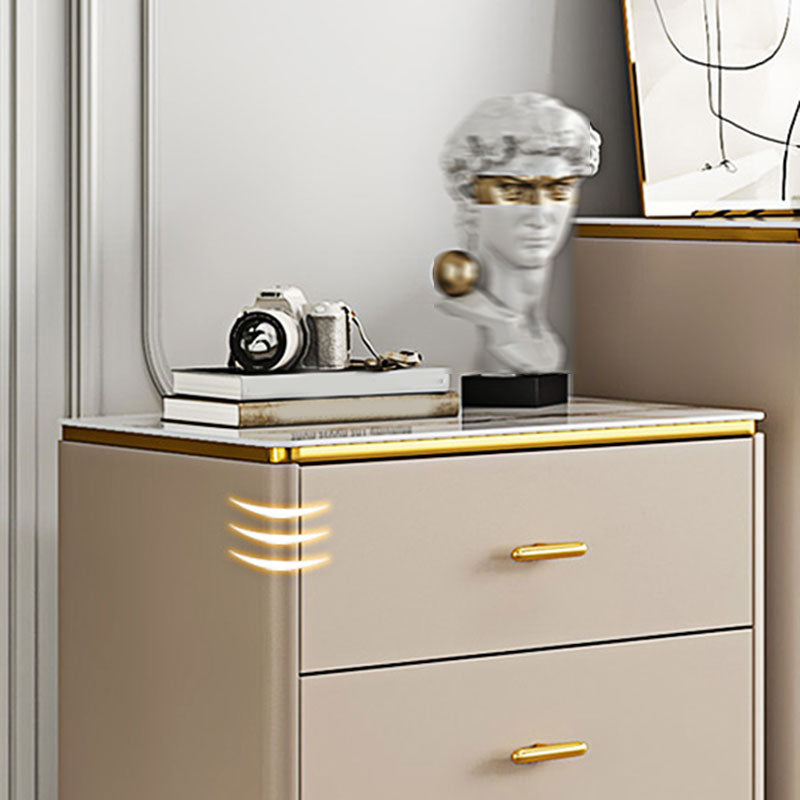 Glam Vertical Storage Chest Bedroom Stone Chest with Drawers