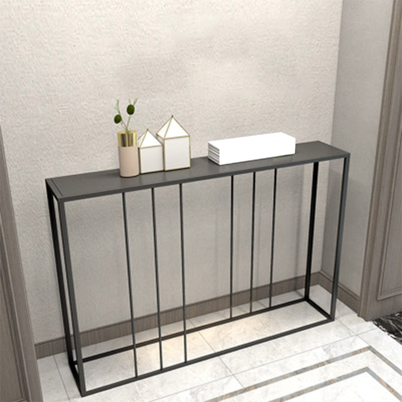 Contemporary Iron Console Sofa Table Rectangle Black End Table for Hall