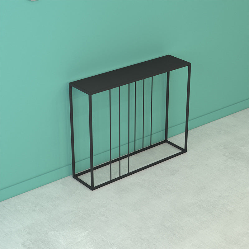 Contemporary Iron Console Sofa Table Rectangle Black End Table for Hall