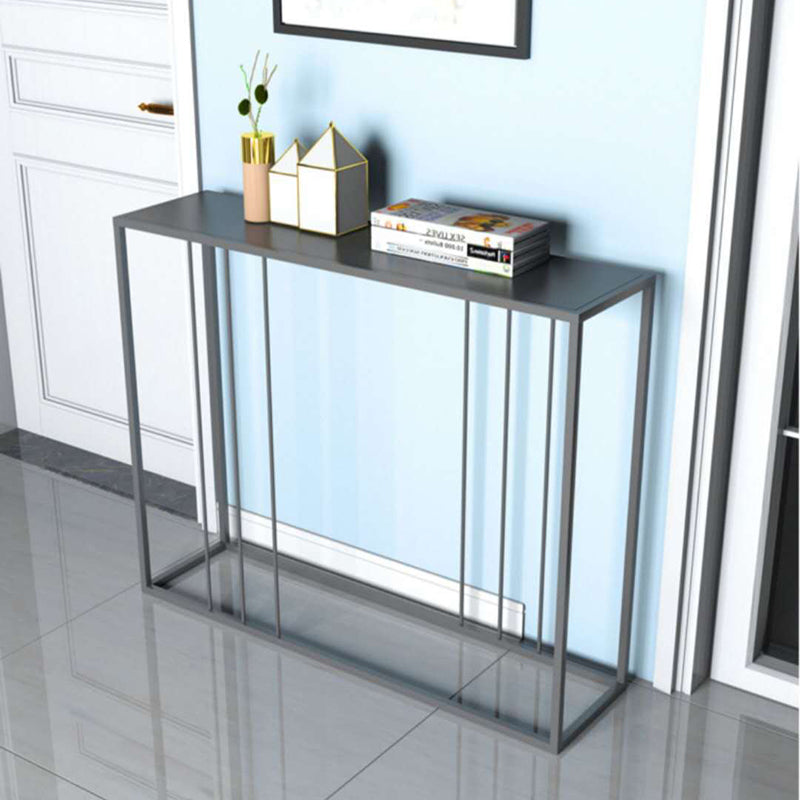 Contemporary Iron Console Sofa Table Rectangle Black End Table for Hall