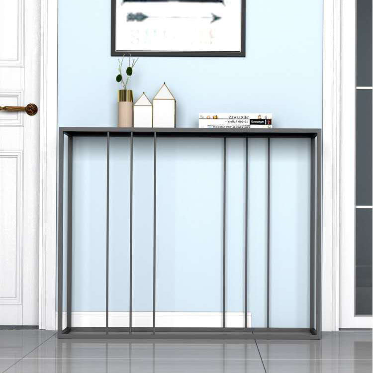 Contemporary Iron Console Sofa Table Rectangle Black End Table for Hall