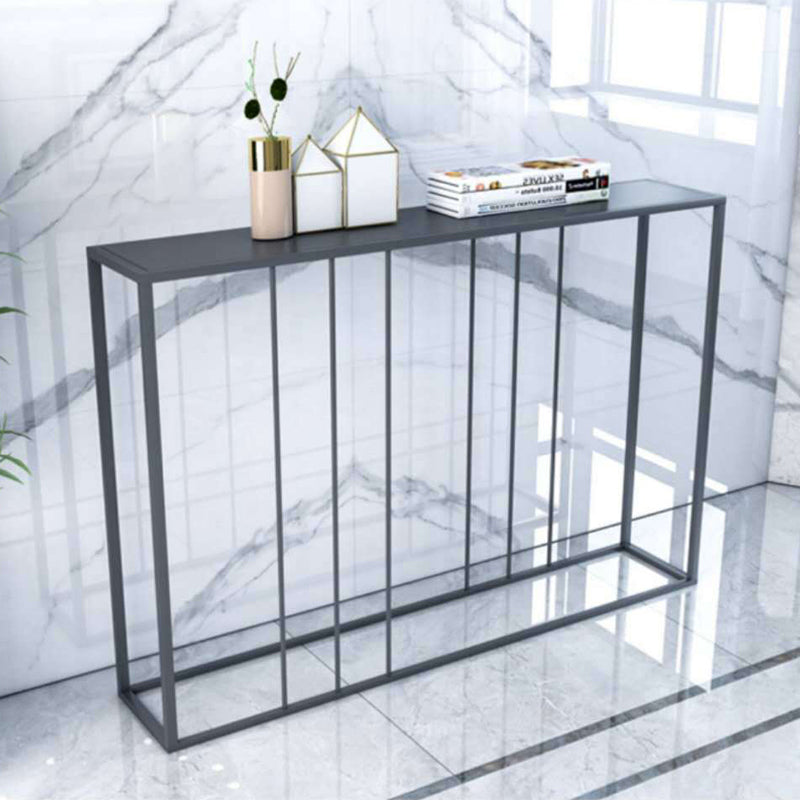 Contemporary Iron Console Sofa Table Rectangle Black End Table for Hall