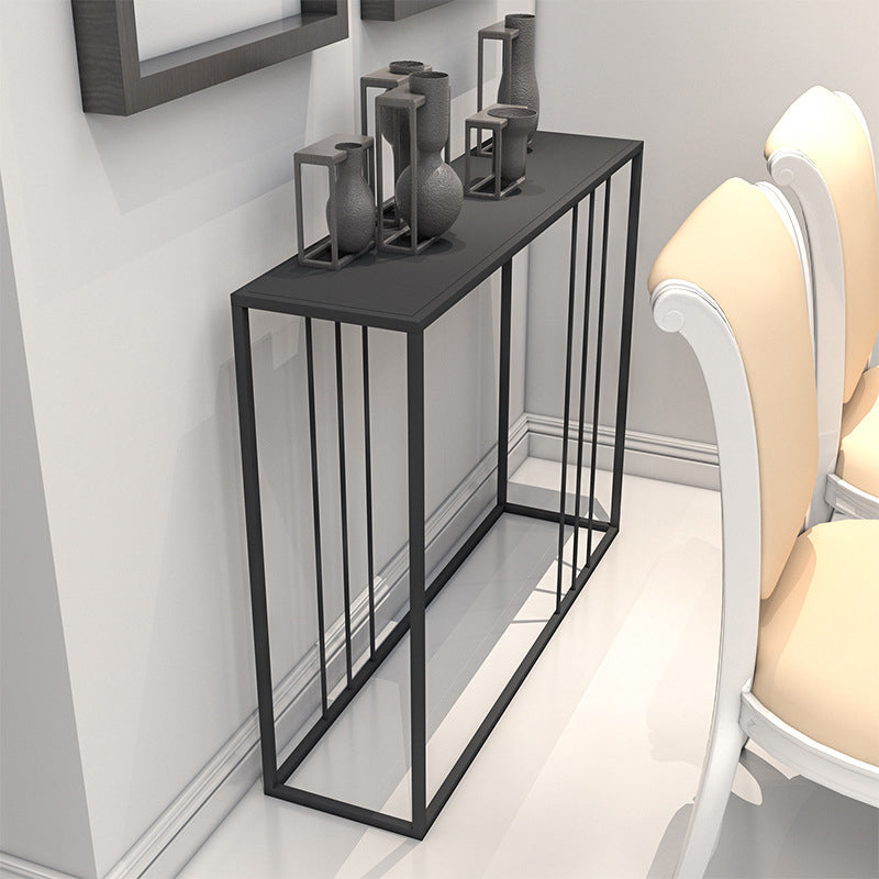 Contemporary Iron Console Sofa Table Rectangle Black End Table for Hall