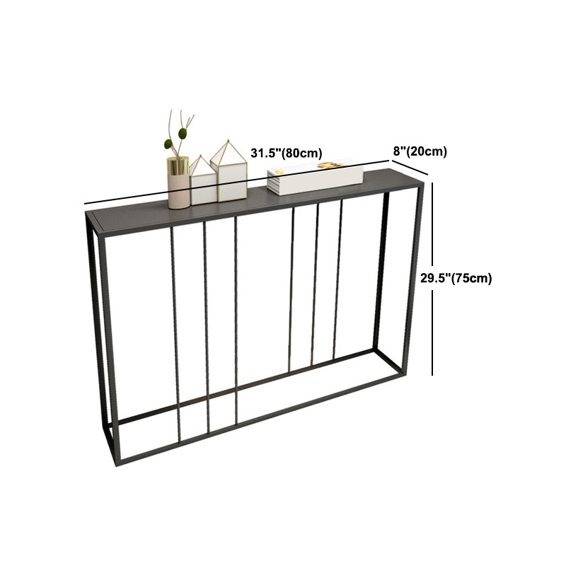 Contemporary Iron Console Sofa Table Rectangle Black End Table for Hall