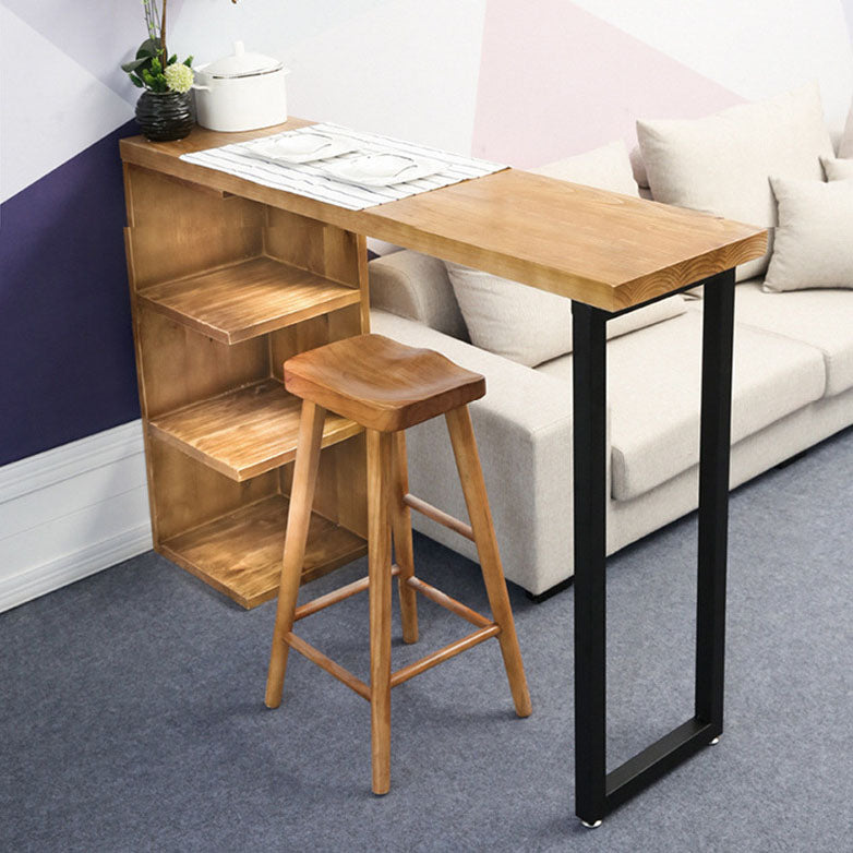 Industrial 1/2/3 Pieces Bar Table Set Rectangle Bar Table with High Wood Stools