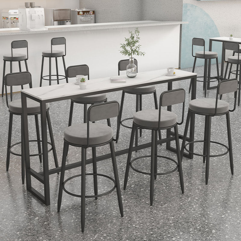 Modern 1/7 Pieces Bar Table Set Rectangle Stone Counter Table with Stools for Living Room