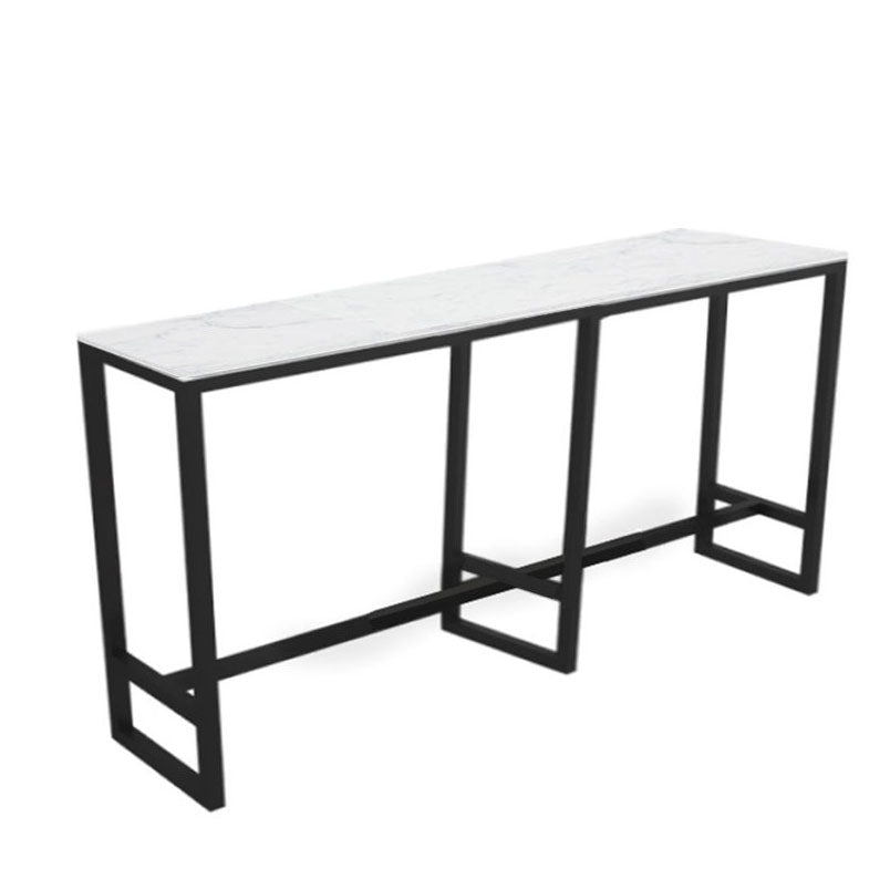 Modern 1/7 Pieces Bar Table Set Rectangle Stone Counter Table with Stools for Living Room