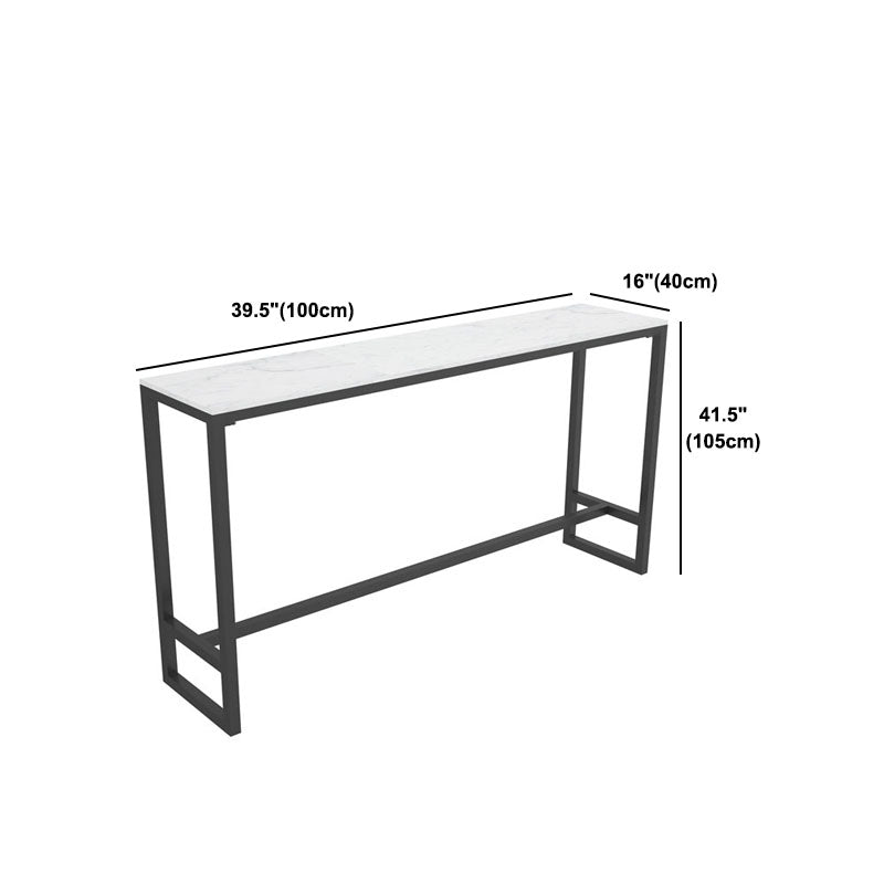 Modern 1/7 Pieces Bar Table Set Rectangle Stone Counter Table with Stools for Living Room