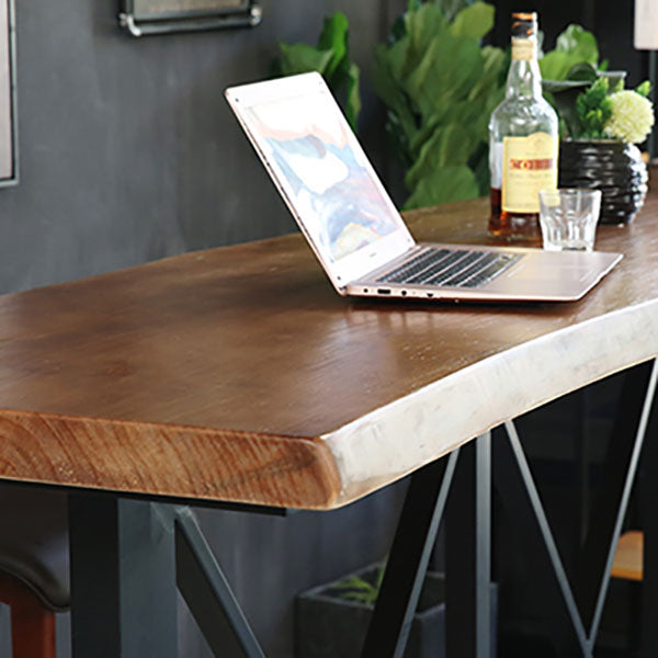 Industrial Bar Table Set 1/5 Pieces Rectangle Pine Wood Counter Table with Stools for Bar