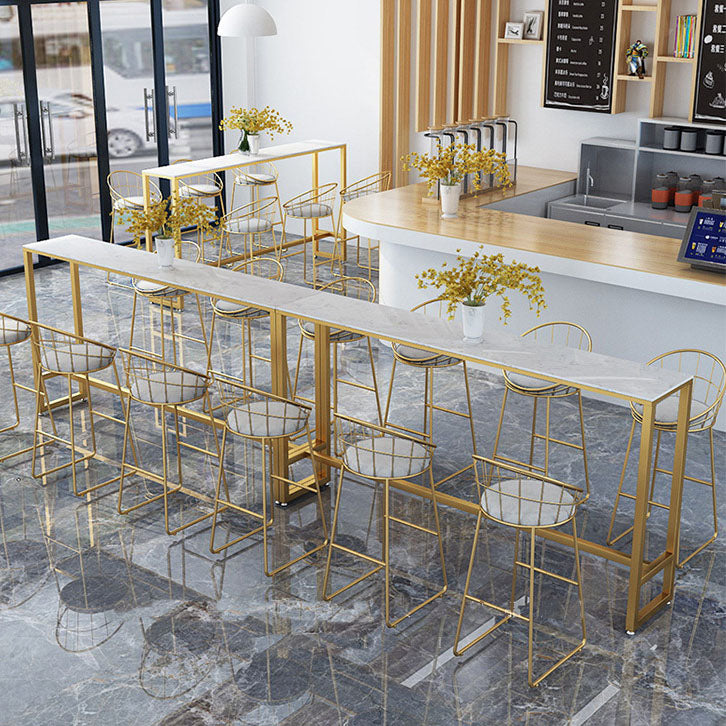 Glam Style 1/2/7 Pieces Faux Marble Bar Table Set Fixed Table Counter Set for Home Use