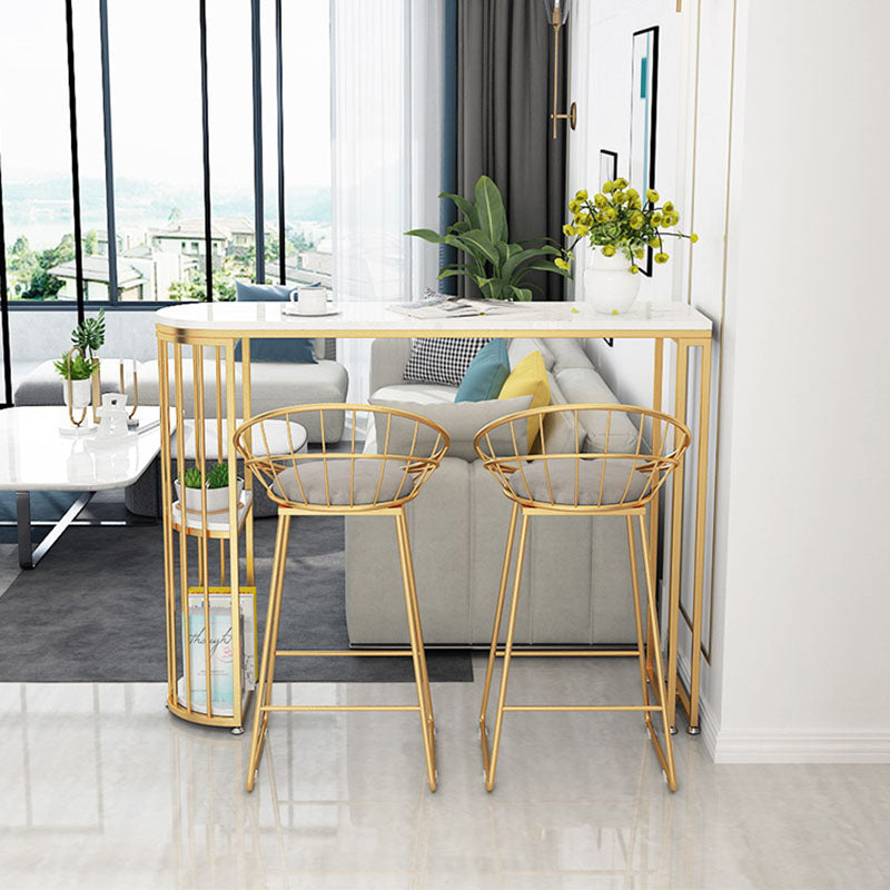 Glam Bar Table Set 1/3 Pieces Stone Counter Table with High Stools for Balcony