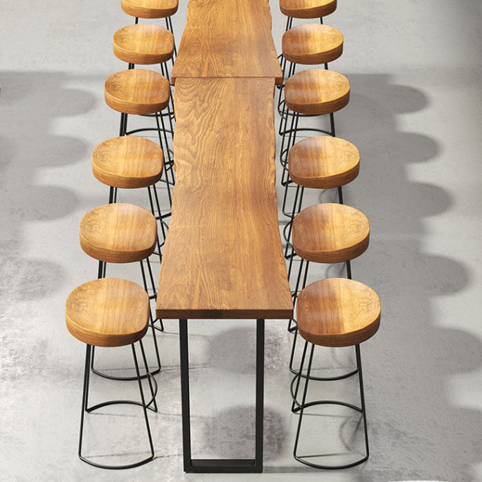 Industrial 1/2/4/7 Pieces Solid Wood Bar Table Set Fixed Bistro Set