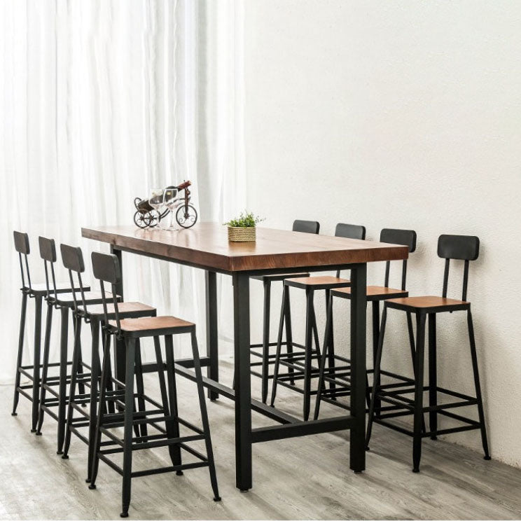 Industrial 1/2/9 Pieces Solid Wood Bar Table Set Fixed Bistro Set for Home Use