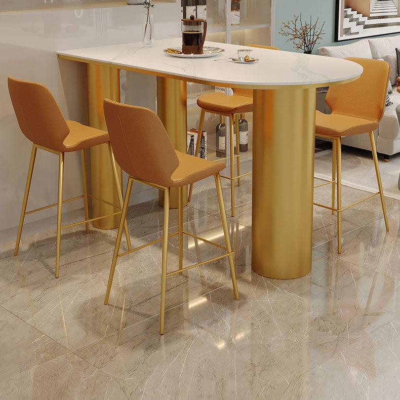 White Stone Top Counter Set Modern 1/2/5 Pieces Indoor Bar Stool and Table Set