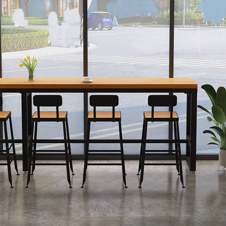 Industrial Table and Stool Set 1/4/7 Pcs Solid Wood Bar Table with Iron Base Stools