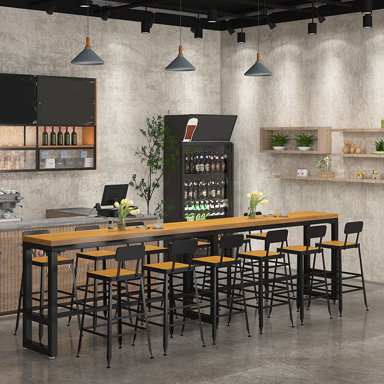 Industrial Table and Stool Set 1/4/7 Pcs Solid Wood Bar Table with Iron Base Stools