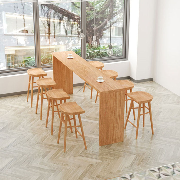 1/5/9 Pieces Luxurious Rectangular Pub Table Set Wooden Counter Table with Backless Stools