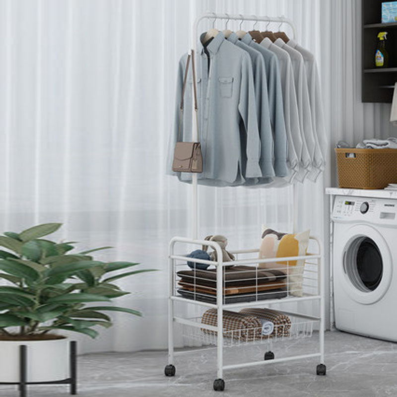 Contemporary Hall Stand Metal Storage Baskets Shelving Included Free Standing Coat Rack