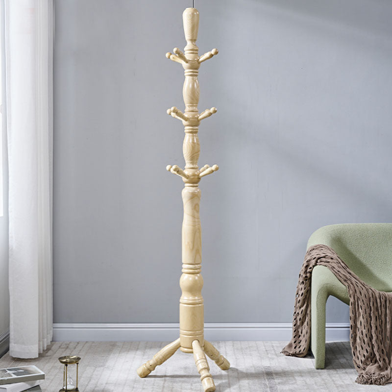 Mid-Century Modern Entryway Kit Wood Hooks Included Free Standing Hall Stand