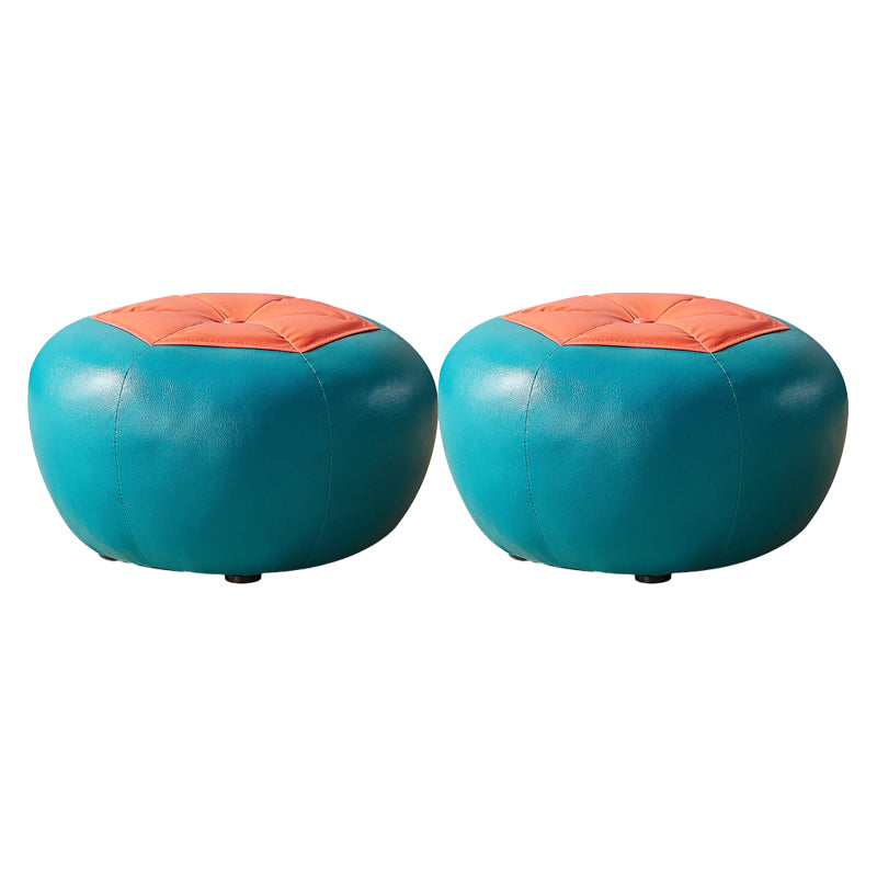 Specialty Ottoman Faux Leather Water Resistant Pouf Geometric Pattern Ottoman