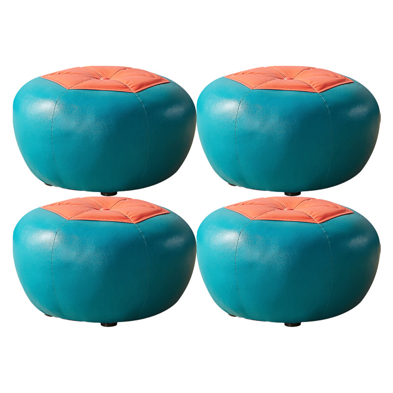 Specialty Ottoman Faux Leather Water Resistant Pouf Geometric Pattern Ottoman