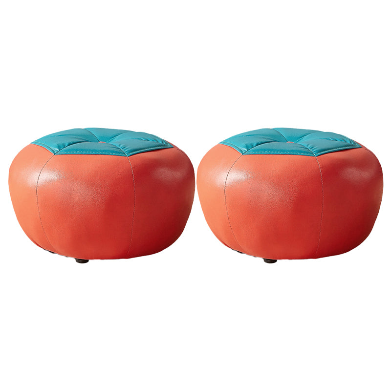 Specialty Ottoman Faux Leather Water Resistant Pouf Geometric Pattern Ottoman