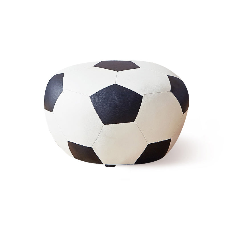 Specialty Ottoman Faux Leather Water Resistant Pouf Geometric Pattern Ottoman