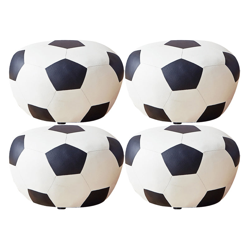 Specialty Ottoman Faux Leather Water Resistant Pouf Geometric Pattern Ottoman