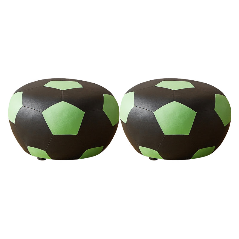 Specialty Ottoman Faux Leather Water Resistant Pouf Geometric Pattern Ottoman