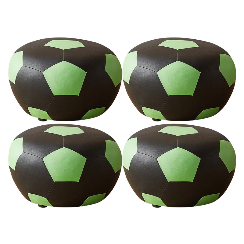 Specialty Ottoman Faux Leather Water Resistant Pouf Geometric Pattern Ottoman