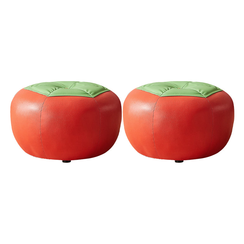 Specialty Ottoman Faux Leather Water Resistant Pouf Geometric Pattern Ottoman