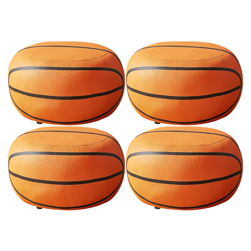 Specialty Ottoman Faux Leather Water Resistant Pouf Geometric Pattern Ottoman