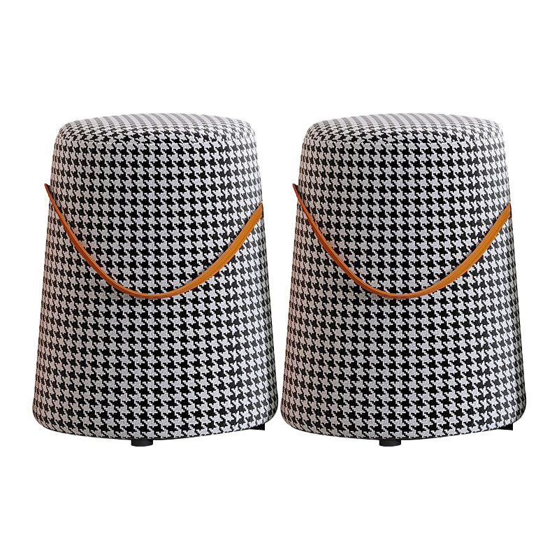 Contemporary Footstool Ottoman Fabric Upholstered Portable Round Ottoman