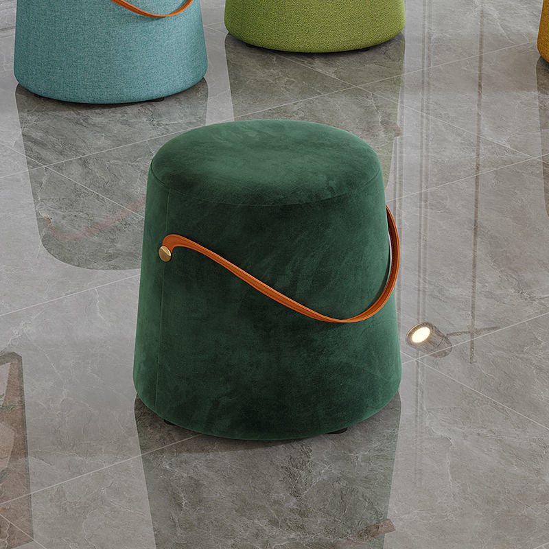 Contemporary Footstool Ottoman Fabric Upholstered Portable Round Ottoman