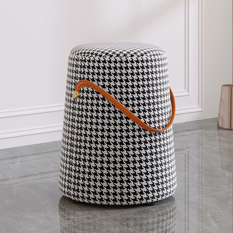 Contemporary Footstool Ottoman Fabric Upholstered Portable Round Ottoman