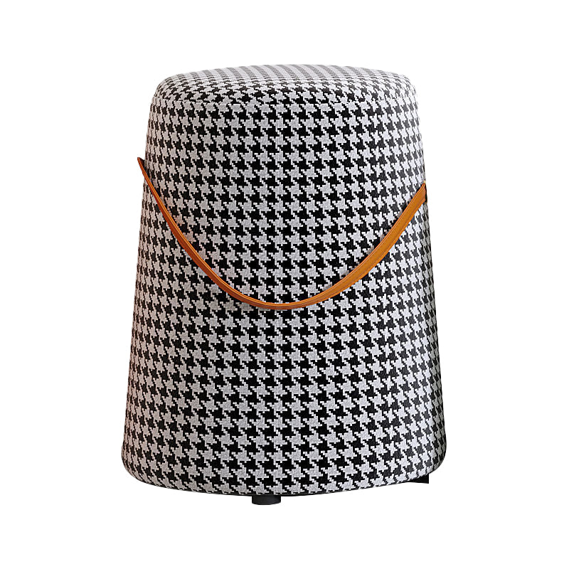 Contemporary Footstool Ottoman Fabric Upholstered Portable Round Ottoman