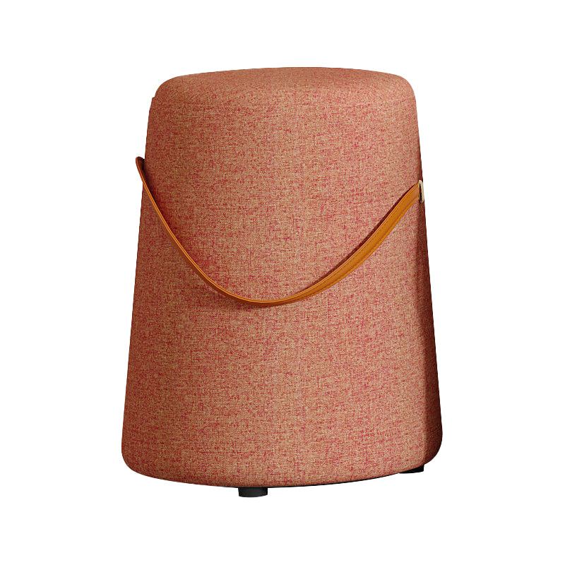 Contemporary Footstool Ottoman Fabric Upholstered Portable Round Ottoman