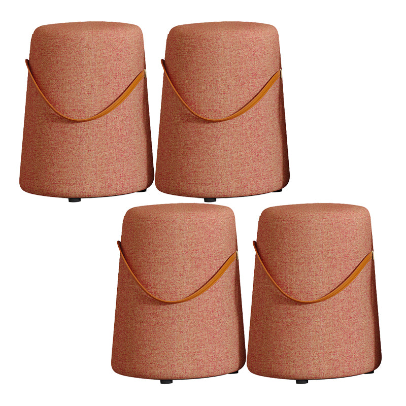 Contemporary Footstool Ottoman Fabric Upholstered Portable Round Ottoman