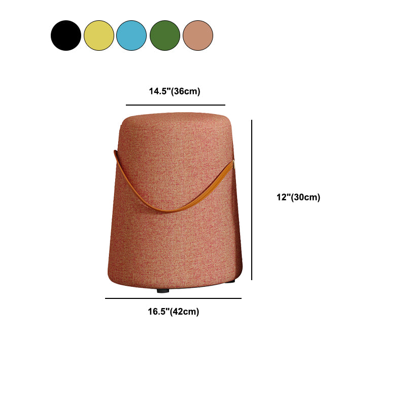 Contemporary Footstool Ottoman Fabric Upholstered Portable Round Ottoman