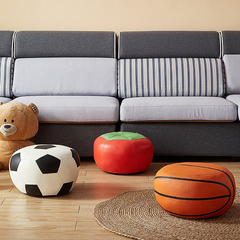 Stain Resistant Pouf Ottoman Faux Leather Specialty Contemporary Ottoman