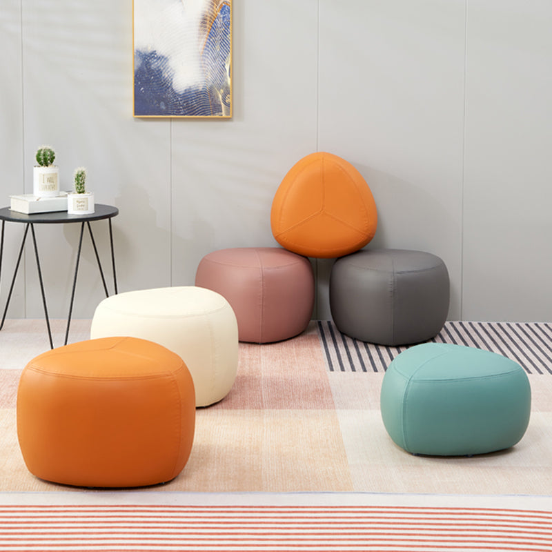 Modern Novelty Shape Ottoman Plain Leather Ottoman Stoolfor Living Room