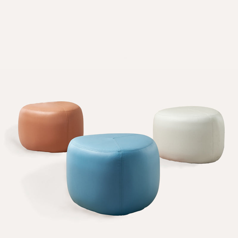 Modern Novelty Shape Ottoman Plain Leather Ottoman Stoolfor Living Room