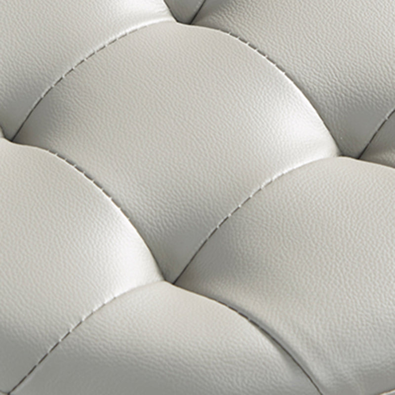 Modern Water Resistant Pouf Circular White Faux Leather Ottoman