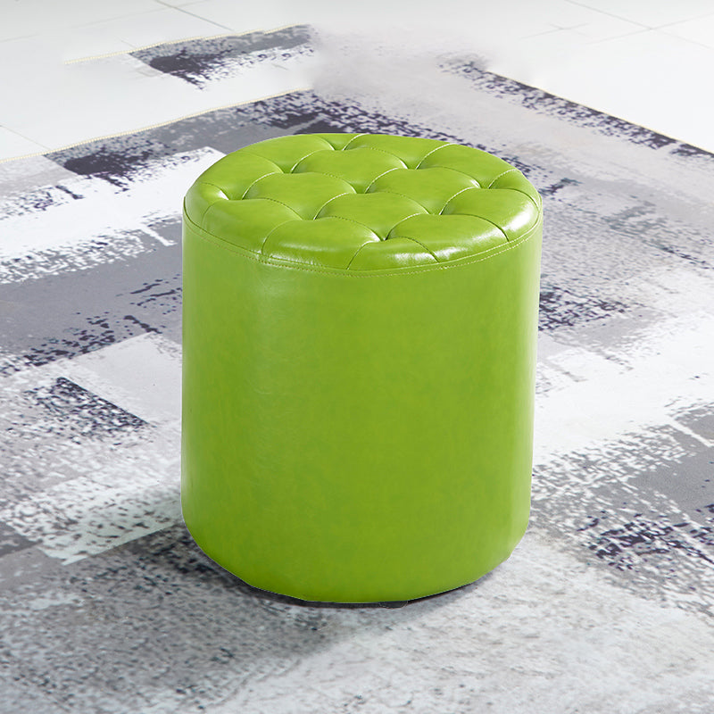 Modern Water Resistant Pouf Circular White Faux Leather Ottoman