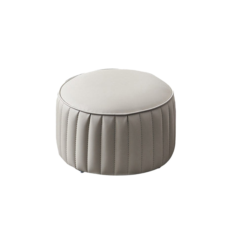 Modern Round Ottoman Pouf Genuine Leather Solid Water Resistant Ottoman for Children