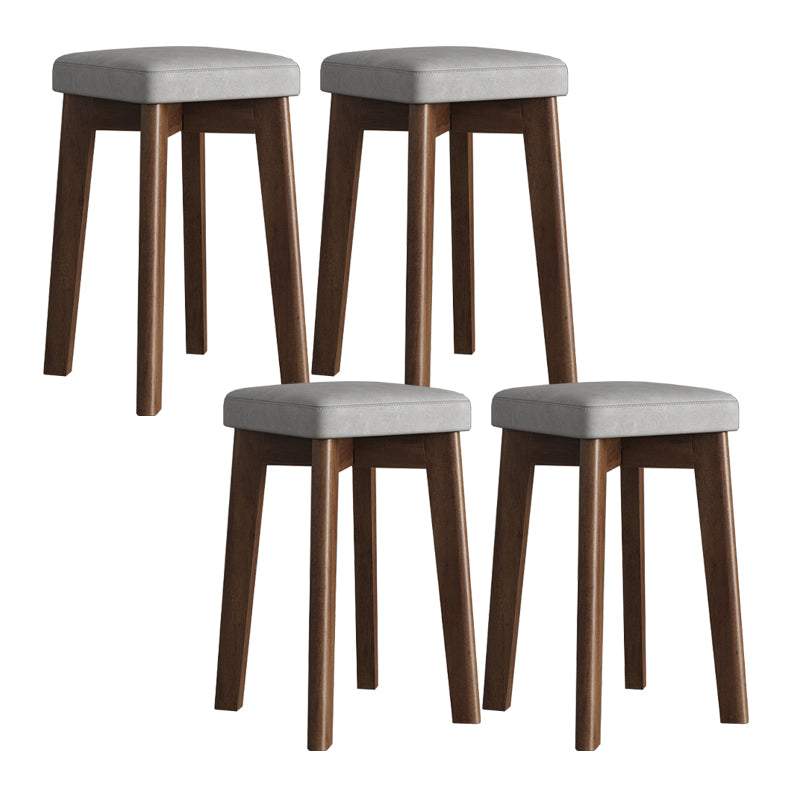 Wood Pouf Contemporary Square Solid Color Ottoman with Wooden Feet