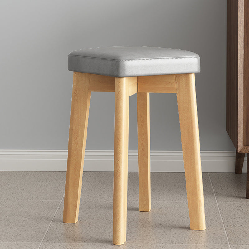 Wood Pouf Contemporary Square Solid Color Ottoman with Wooden Feet